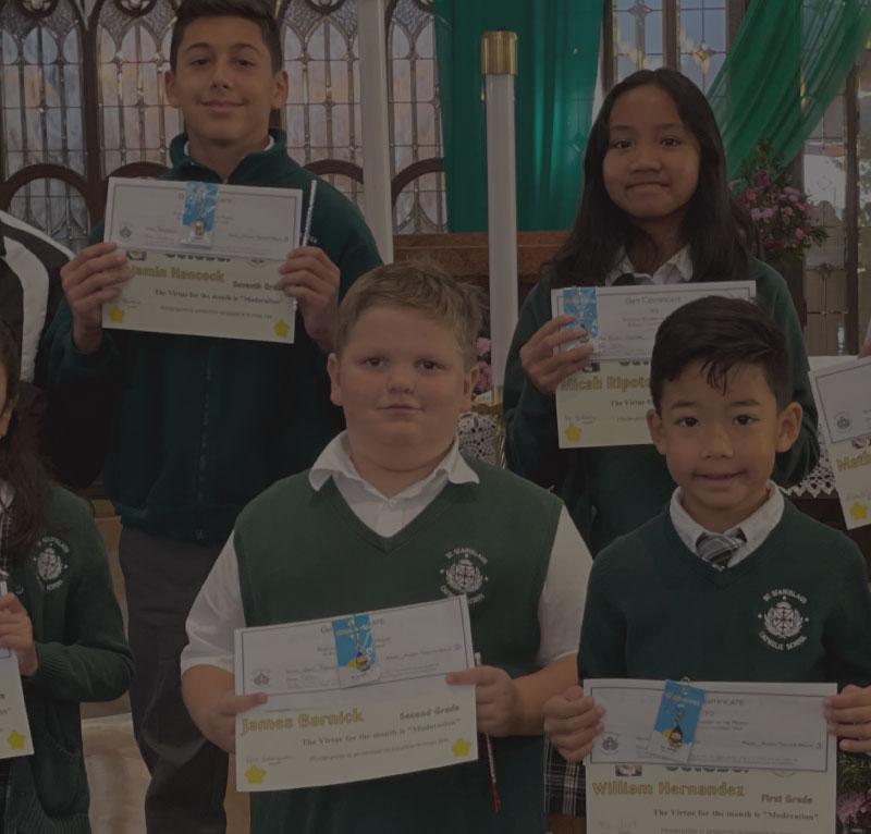 Student awards at St. Stanislaus Catholic School in Modesto, Ca